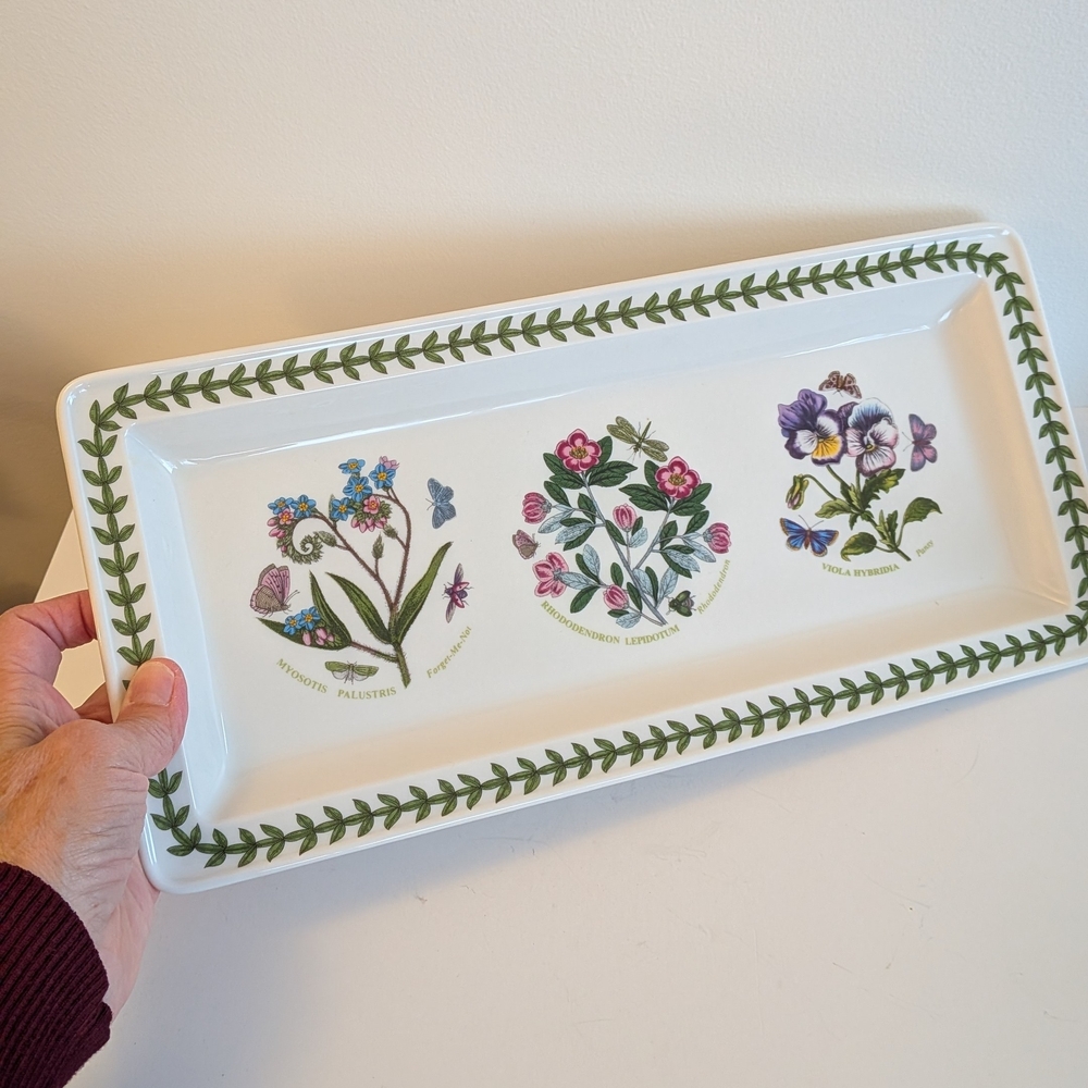Portmeirion Botanic Garden Rectangular Serving Platter Tray Forget-Me-Not Pansy